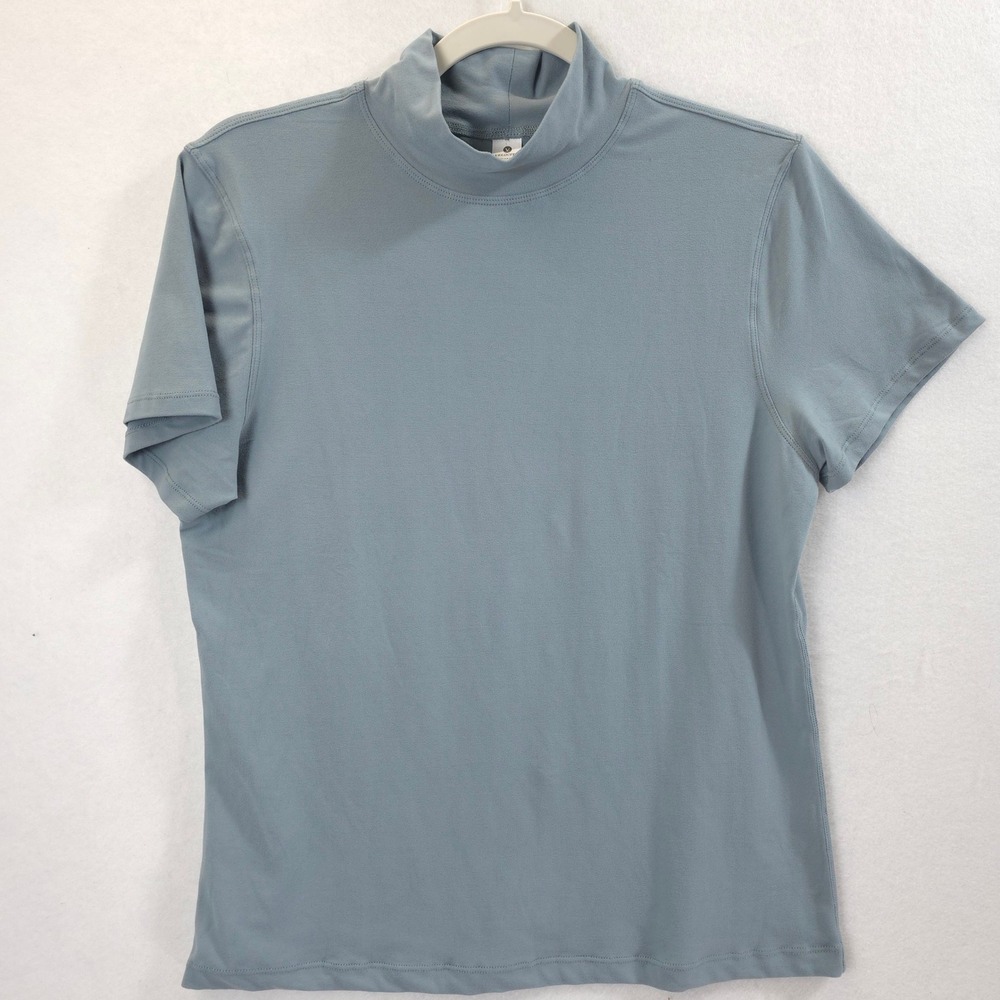 Velocity Zenly Lila Mock Neck Top Blue Grey Women XL Athleisure Minimalist